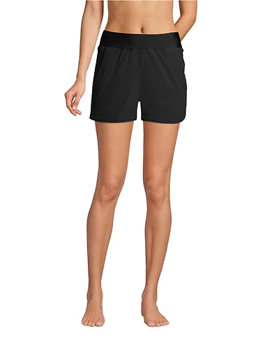 Lands' End Women's 3" Quick Dry Elastic Waist Board Shorts Swim Cover-up with Panty