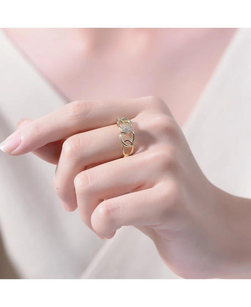 Ra 14K Gold Plated Clear Cubic Zirconia Linking Ring