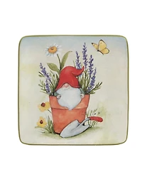 Certified International Garden Gnomes Set of 4 Canape Plates 6"