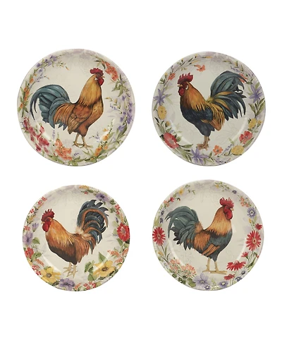 Certified International Floral Rooster Set of 4 Soup/Pasta Bowl 9"