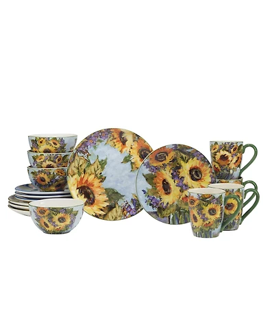 Certified International Sunflower Bouquet 16 Pc-Dinnerware Set, Service for 4
