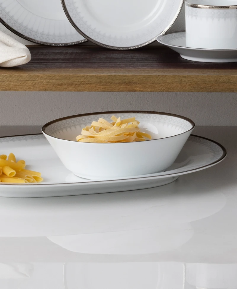 Noritake Silver Colonnade 4 Piece Soup Bowl Set, Service for 4
