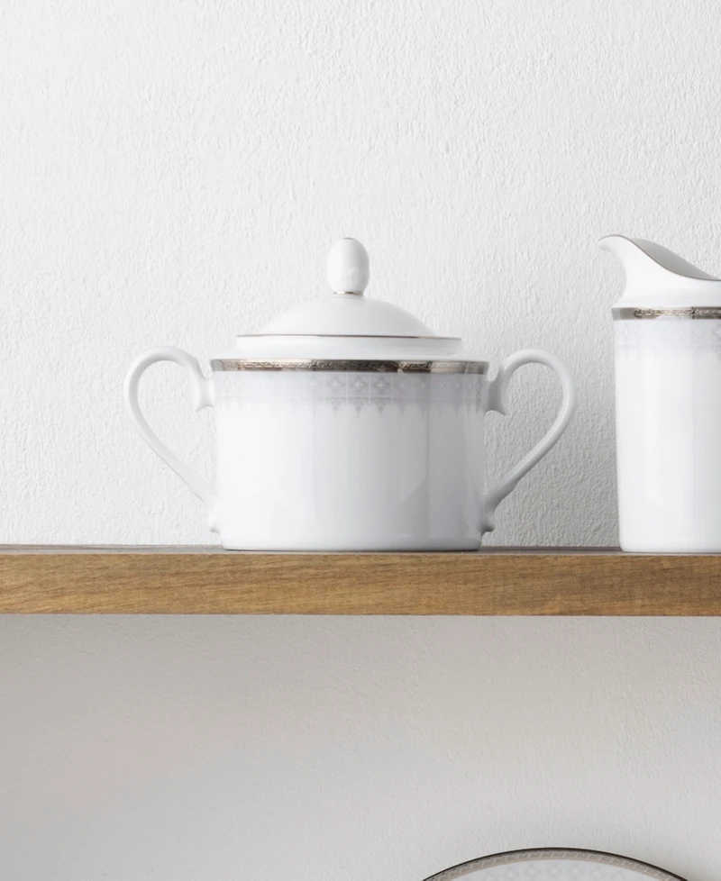 Noritake Silver Colonnade Sugar and Creamer, Set of 2