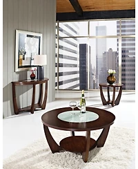 Steve Silver Rafael 25.5" Round Merlot Wood End Table with Cracked Glass Insert
