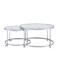 Steve Silver Rayne 36" Round Faux Marble Nesting Cocktail Tables