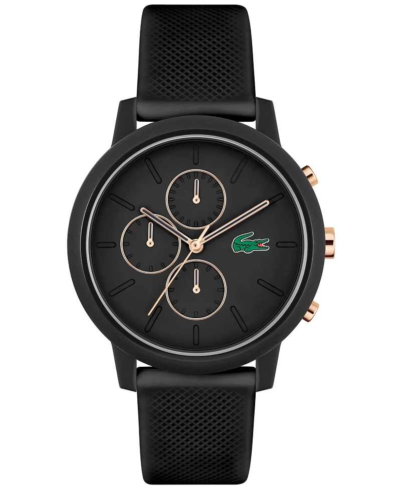 Lacoste Men's L 12.12. Chrono Black Silicone Strap Watch 43mm