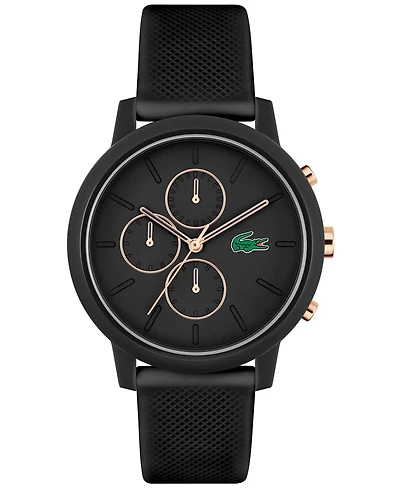 Lacoste Men's L 12.12. Chrono Black Silicone Strap Watch 43mm