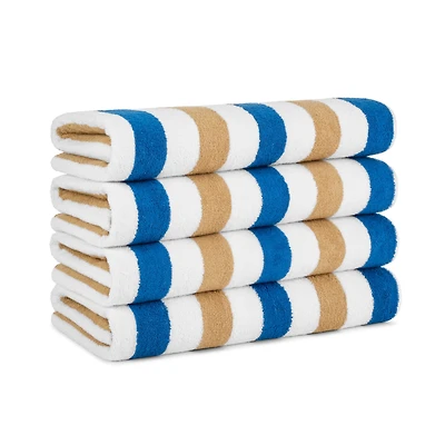 Cabo Cabana Beach Towel (4-Pack, 30x70 in.), Soft Ringspun Cotton, Alternating Stripe Colors, Oversized Pool