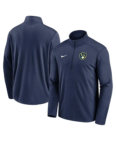 Men's Nike Navy Milwaukee Brewers Agility Pacer Performance Half-Zip Top