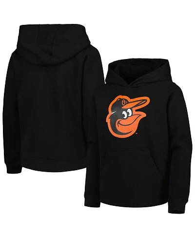 Big Boys and Girls Black Baltimore Orioles Team Primary Logo Pullover Hoodie