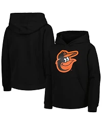 Big Boys and Girls Black Baltimore Orioles Team Primary Logo Pullover Hoodie