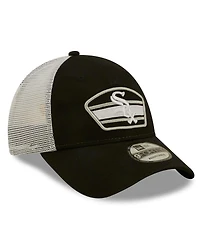 Men's New Era Black, White Chicago White Sox Logo Patch 9FORTY Trucker Snapback Hat