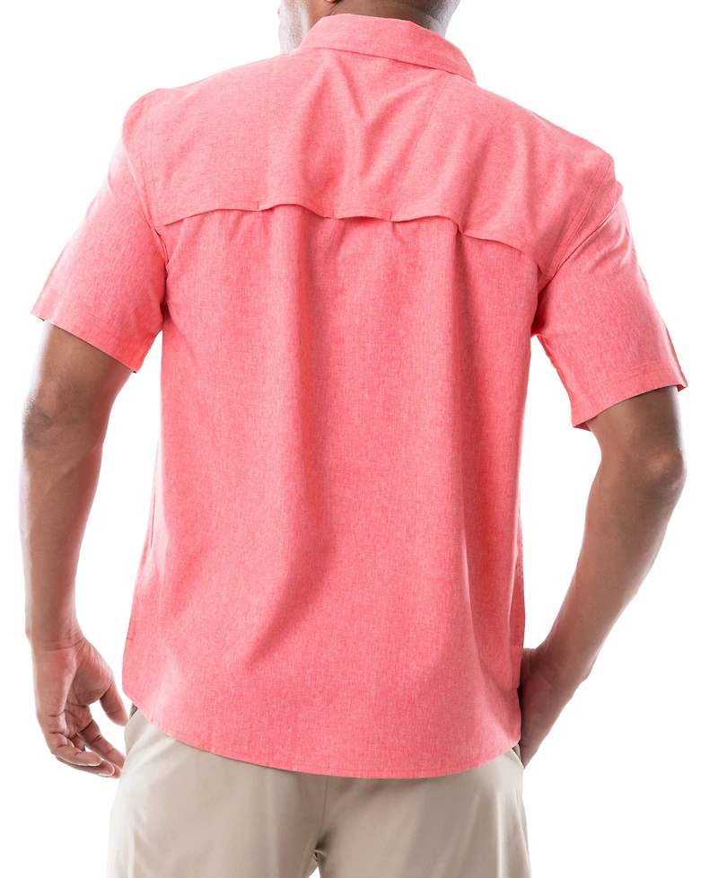 Guy Harvey Men's Short Sleeve Heathered Fishing Shirt