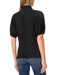 CeCe Women's Short Sleeve Ruffle Neck Raglan Split Neck Blouse