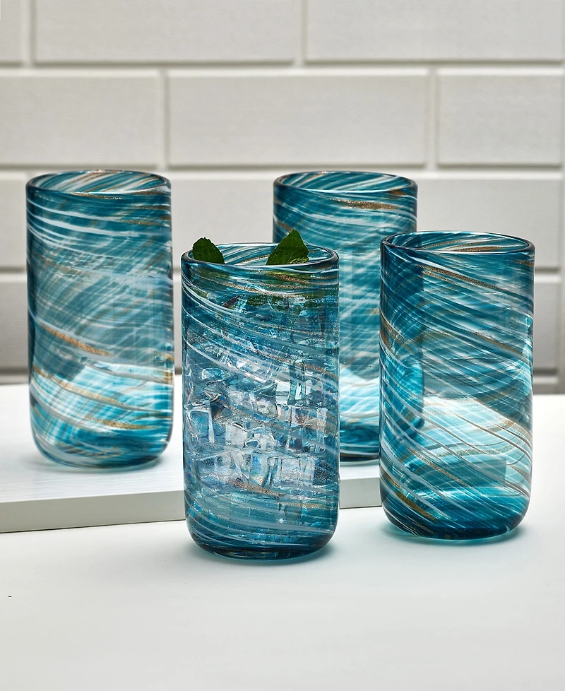 Mikasa Color Swirl 18 Ounce Highball Glass 4-Piece Set