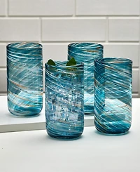 Mikasa Color Swirl 18 Ounce Highball Glass 4-Piece Set