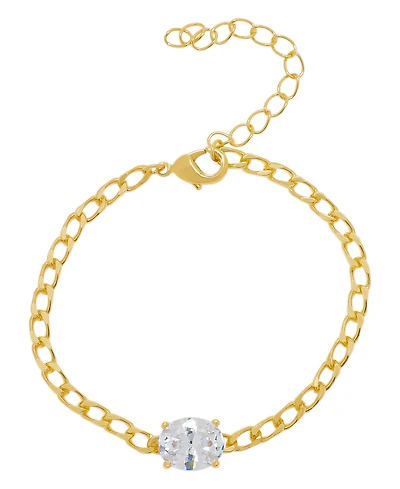 Macy's Cubic Zirconia Oval Chain Link Bracelet in 14K Gold Plated