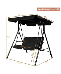 Costway Loveseat Patio Canopy Swing Glider Hammock Cushioned Steel Frame Outdoor