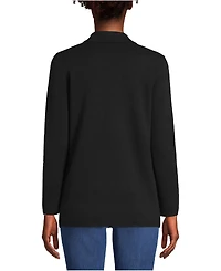 Lands' End Women's Fine Gauge Cotton Button Front Blazer Sweater