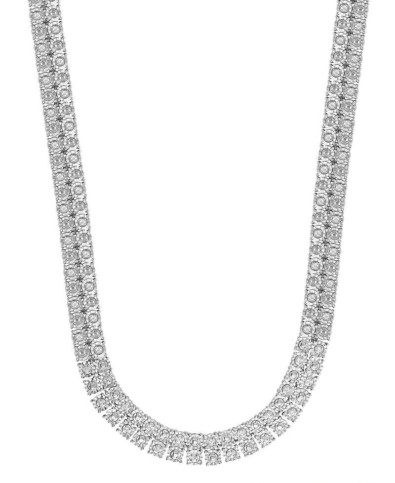 Diamond 24" Double Row Necklace (1 ct. t.w.) in Sterling Silver