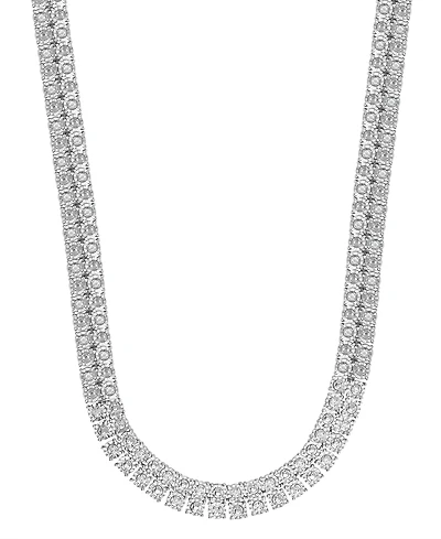Diamond 24" Double Row Necklace (1 ct. t.w.) in Sterling Silver