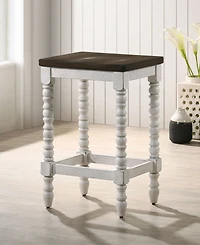 Furniture of America Hollia Farmhouse 2 Piece Solid Wood Counter Height Stools Set