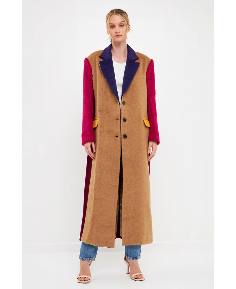 English Factory Women's Over Colorblock Coat