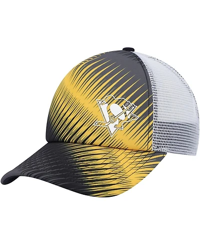 Women's adidas Black, White Pittsburgh Penguins Graphic Foam Trucker Snapback Hat