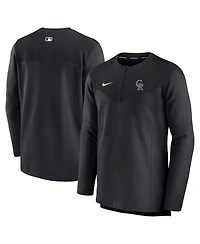 Men's Nike Black Colorado Rockies Authentic Collection Game Time Performance Half-Zip Top