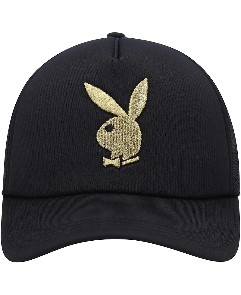 Men's Playboy Black Foam Trucker Snapback Hat