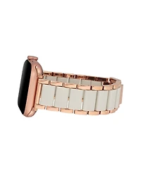 Anne Klein Women's Rose Gold-Tone Alloy Metal and Cream Silicone Bracelet designed for Apple Watch 42mm (Series 1-3 only) & 44/45/46/49mm (Ultra & Ult