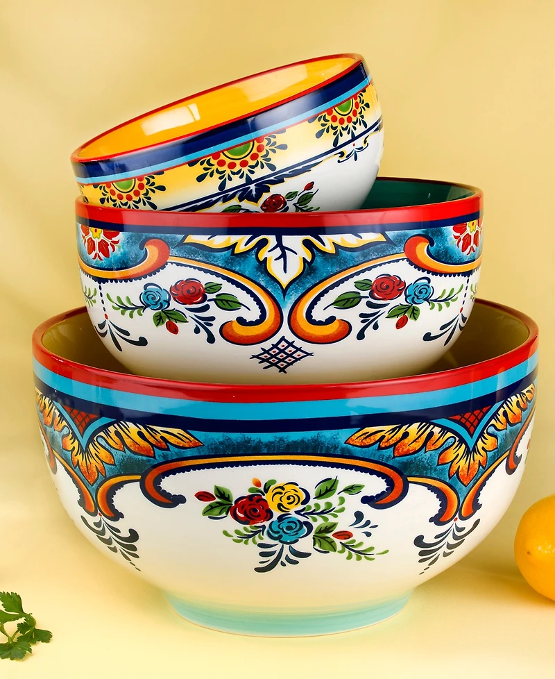 Euro Ceramica Zanzibar Nesting Bowls, Set of 3