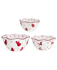Euro Ceramica Winterfest 3-Piece Candy Bowl Set