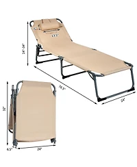 Costway Foldable Lounge Chair Adjustable Folding Recliner Beach Patio