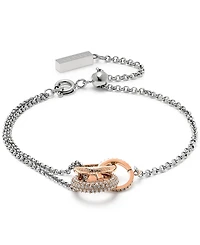 Olivia Burton Carnation Silver-Tone Crystal Interlink Bracelet
