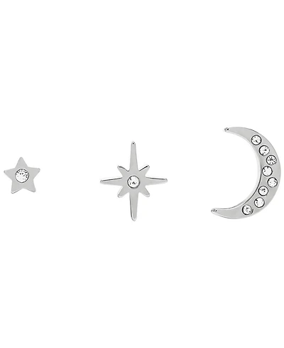 Olivia Burton Celestial North Star Moon Silver-Tone Studs Earring Set