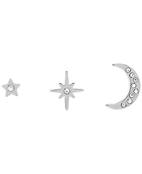 Olivia Burton Celestial North Star Moon Silver-Tone Studs Earring Set