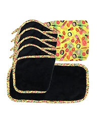 Decorative Microfiber Makeup Remover Cloths (Pack of 5, Design Options), Soft Coral Fleece Reusable Towels with a Travel Bag, Facial Wash Cloth