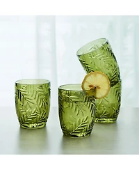 Fitz and Floyd Villa Palm 10-oz Double Old Fashioned Glasses 4-Piece Set