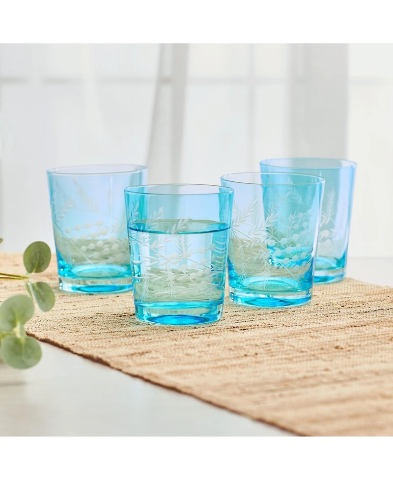 Fitz and Floyd Wildflower 12-oz Double Old Fashioned Glasses 4-Piece Set