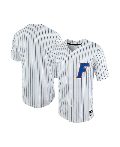 Men's Nike White, Royal Florida Gators Pinstripe Replica Full-Button Baseball Jersey