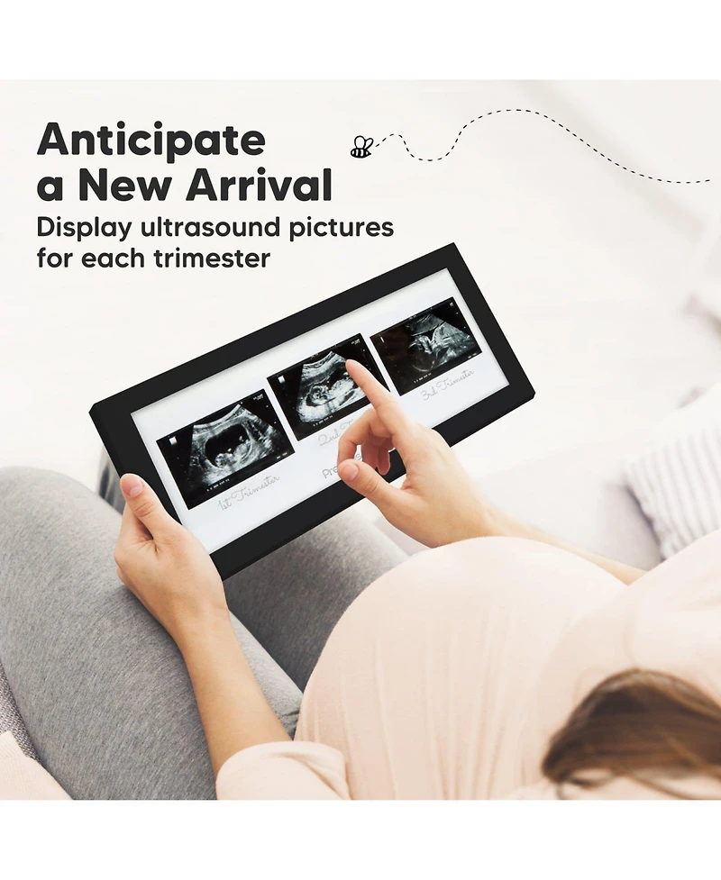KeaBabies Trio Baby Sonogram Picture Frame, Ultrasound Frames for Nursery, Mom to Be Gifts