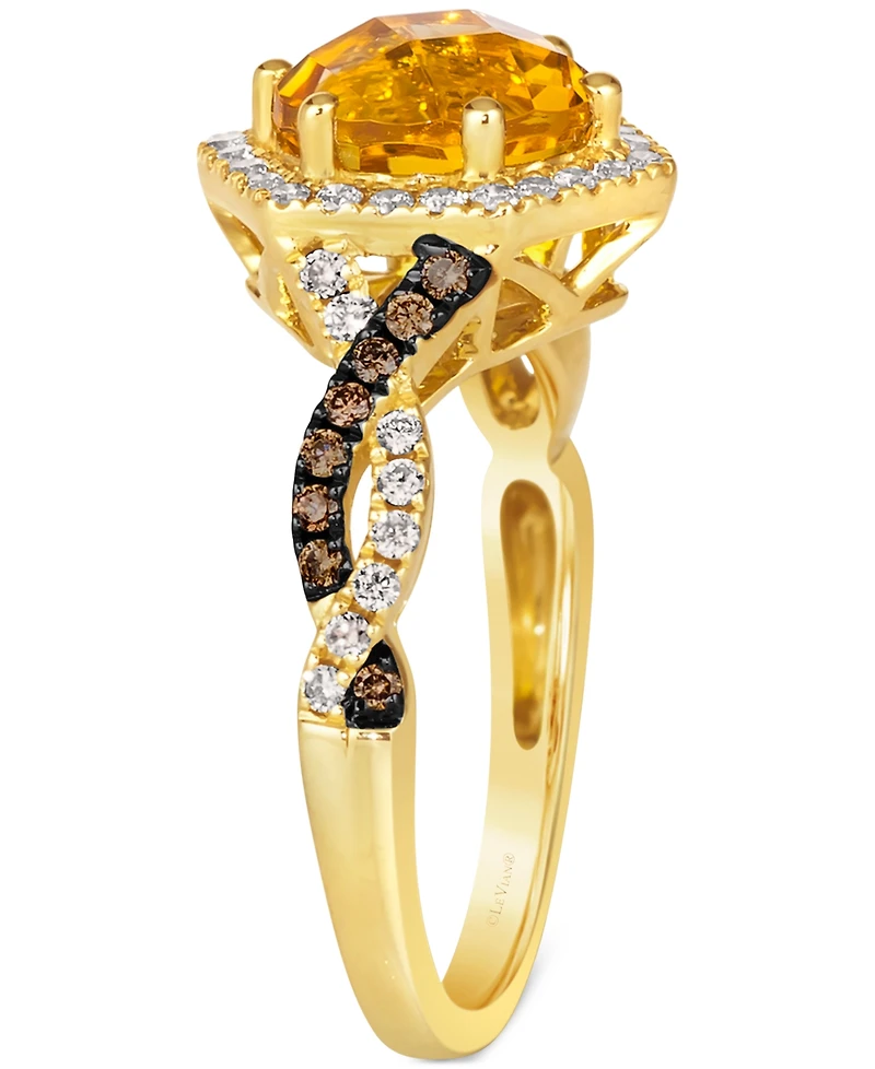 Le Vian Cinnamon Citrine (1-7/8 ct. t.w.) & Diamond (3/8 ct. t.w.) Halo Twist Ring in 14k Gold