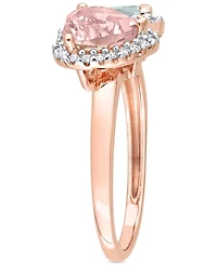 Morganite (1-1/10 ct. t.w.), Aquamarine (5/8 & Diamond (1/5 t.w.) Two-Stone Ring 14k Rose Gold