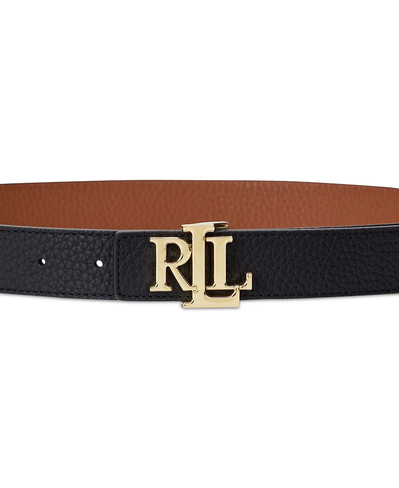 Lauren Ralph Women's Logo Reversible Pebbled Leather Belt