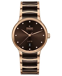 Rado Unisex Swiss Automatic Centrix Diamond (1/ ct. t.w.) High-Tech Ceramic & Rose Gold Pvd Bracelet Watch 39mm