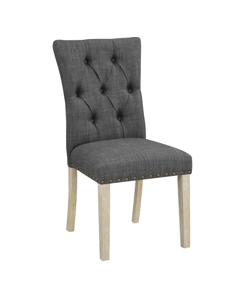 Preston Dining Chair 2-Pack with Antique-like Bronze Nailheads and Brushed Legs Fabric