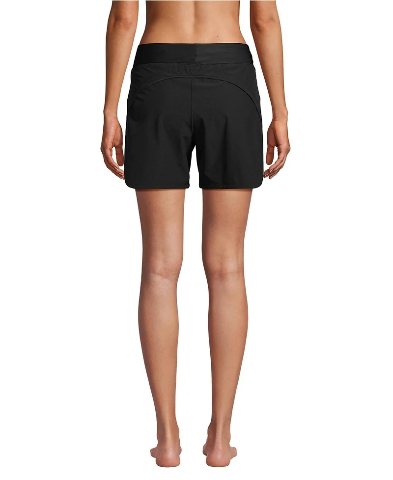 Lands' End Women's 5" Quick Dry Elastic Waist Board Shorts Swim Cover-up with Panty