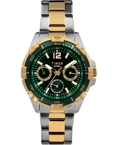 Timex Men's Quartz Analog Premium Dress Stainless Steel Two-Tone Watch 44mm