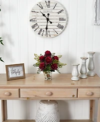 Nearly Natural Rose and Maiden Hair w/Floral Planter